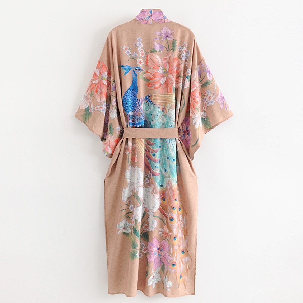 Beautiful boho nude or blue Peacock kimono - Picture 5 of 10
